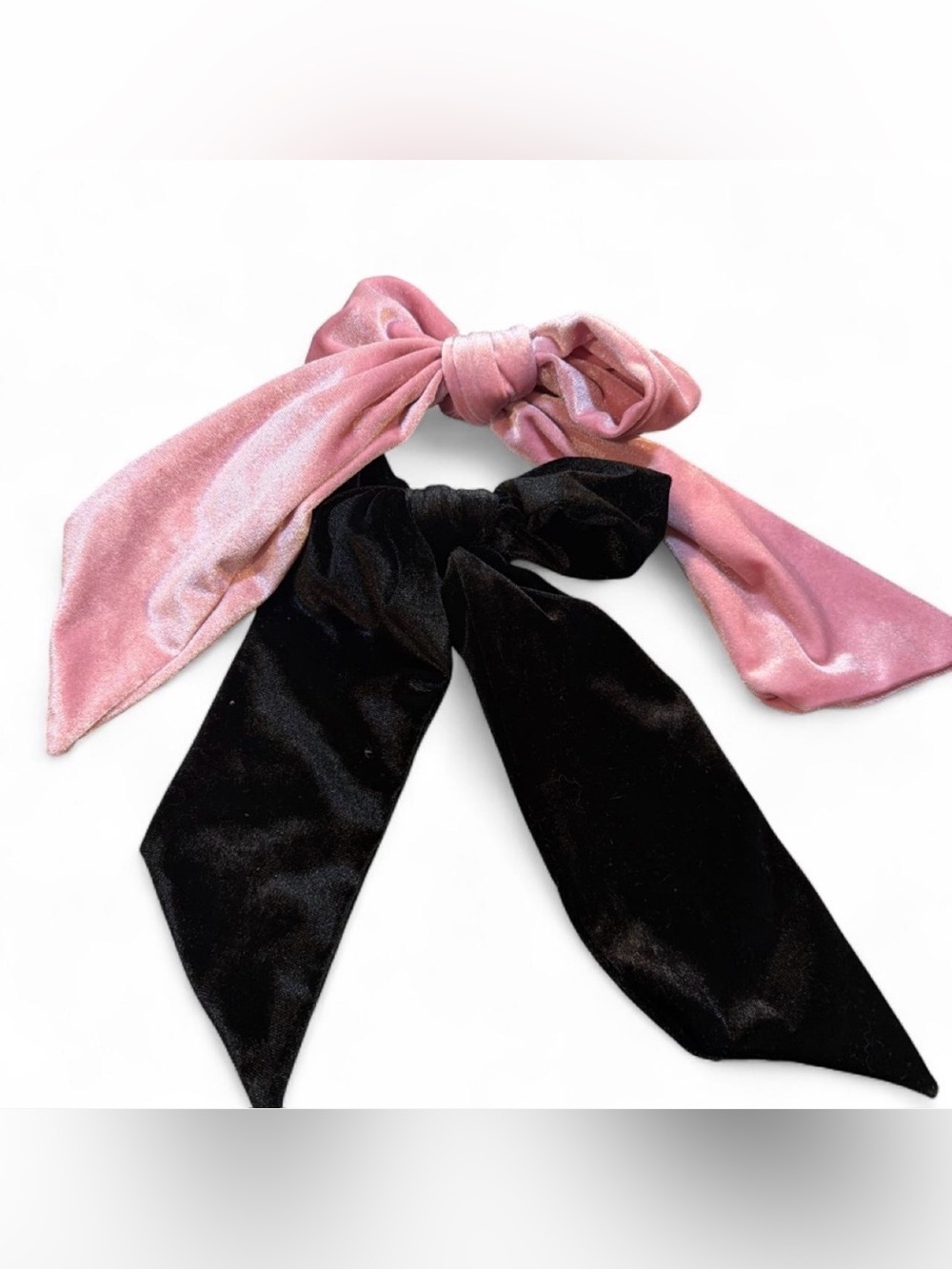 Forever 21 Pink and Black Velvet Bow Hair Scarf